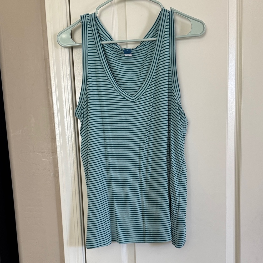 Old Navy Aqua Striped Tank Top / B9 - Picture 1 of 4